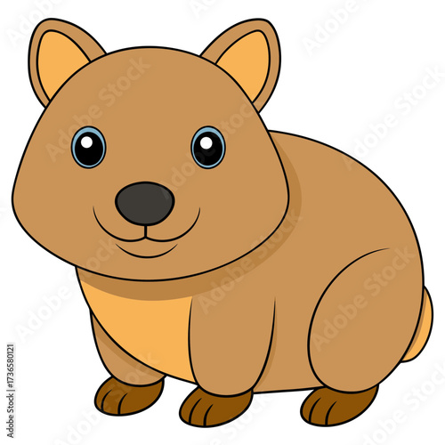 Cartoon wombat illustration in warm brown and tan hues