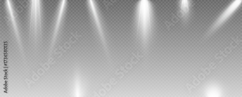 Spotlight, vector light set png, walls, studio light, different colors and shades of realistic light for design, advertising, banner, poster. Light rays and light effect	
