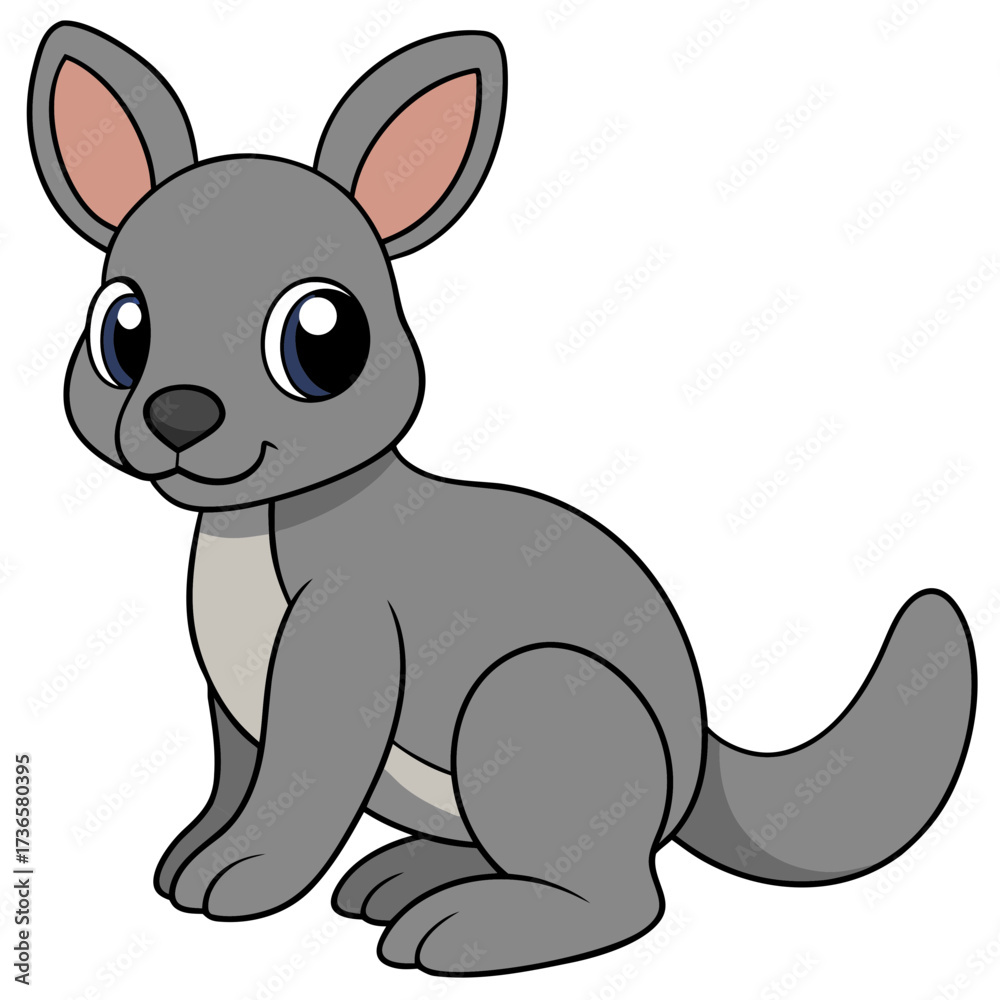 Fototapeta premium Cartoon Kangaroo Character Illustration on a White Background