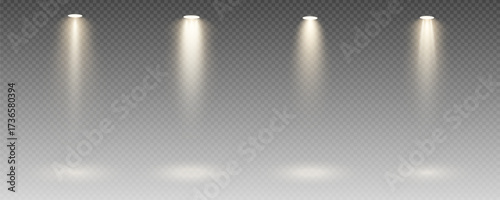 	
Spotlight, vector light set png, walls, studio light, different colors and shades of realistic light for design, advertising, banner, poster. Light rays and light effect	
