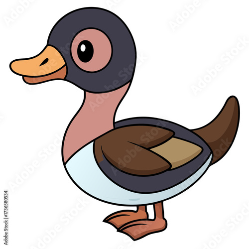 Adorable cartoon duck illustration on a white background