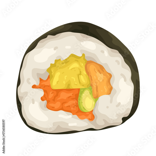 Illustration of Sushi Roll with Vegetable