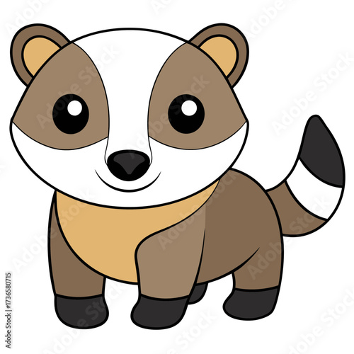 Cute Cartoon Skunk Character on White Background Illustration