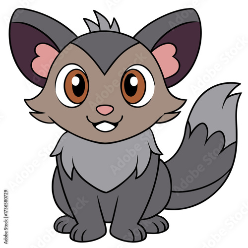 Cute cartoon animal character with big eyes smiling happily