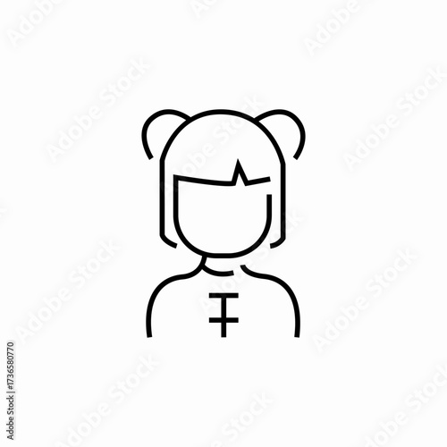 asian young girl icon sign vector