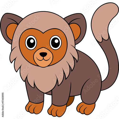 Cartoon monkey illustration with friendly expression, cute animal