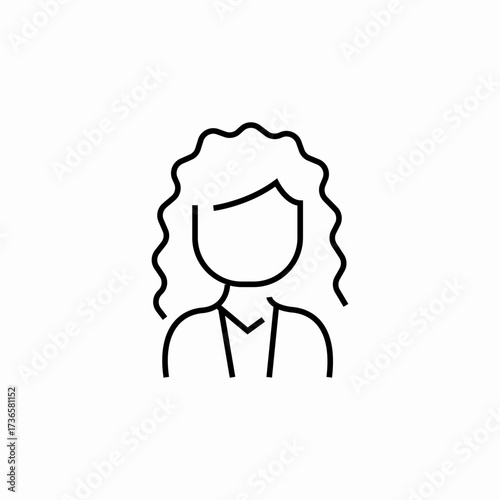 curly hair woman icon sign vector