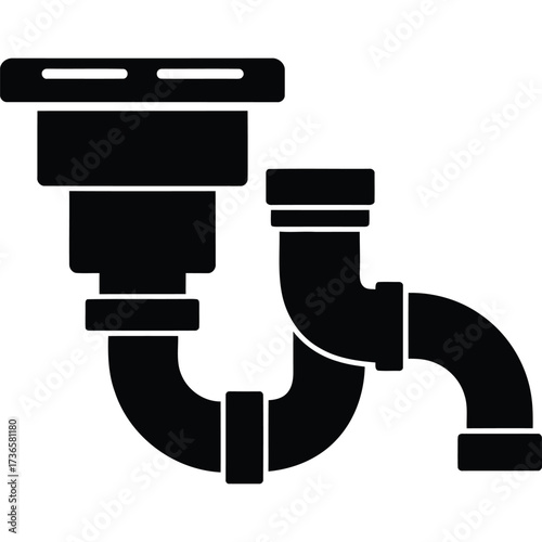 Sink drain plumbing silhouette illustration pipe fixture water system repair home improvement maintenance installation leak plumber