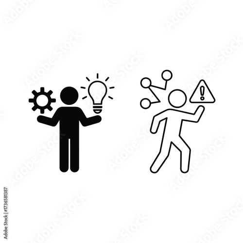 Person balancing innovation and problem solving with risk awareness