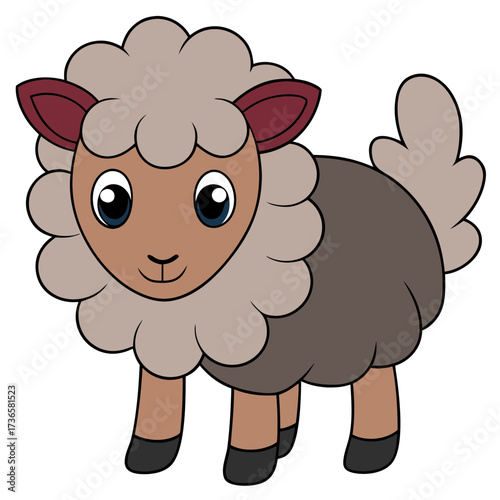 Cute cartoon sheep illustration with fluffy wool texture