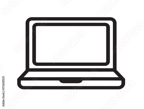Contemporary minimalist line art laptop icon with modern appeal