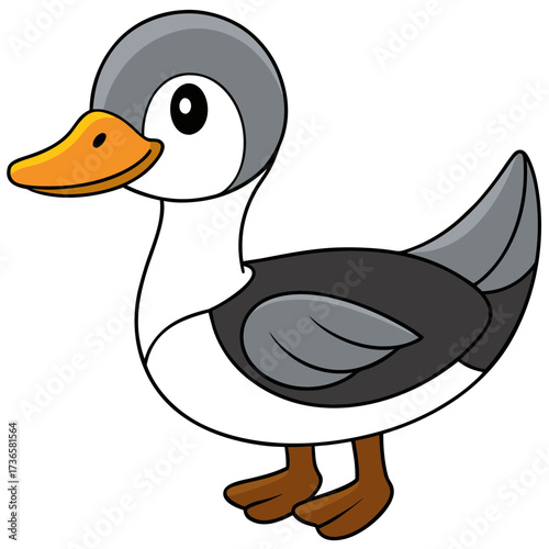 Cartoon Duck Illustration with Bold Outlines and Flat Colors