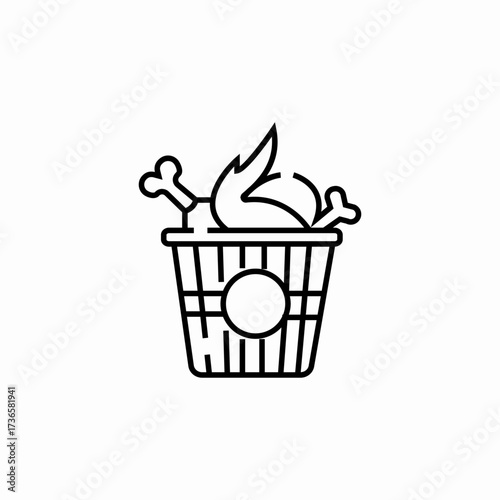 spicy chicken legs bucket icon sign vector