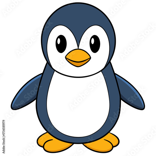 Cute cartoon penguin illustration isolated on a white background