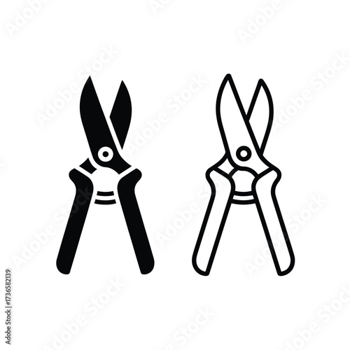 Two black and white illustrations of garden pruning shears