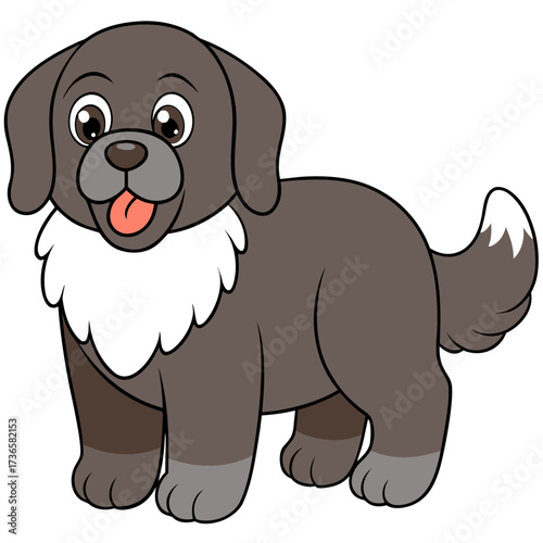 Cartoon dog illustration, cute puppy character with outlined drawing