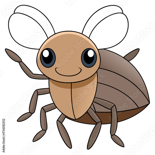 Cartoon beetle illustration with large eyes and floppy ears