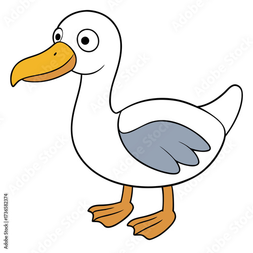 Cute cartoon seagull illustration with thick outlines and colors