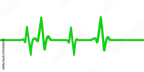 Green EKG heartbeat pulse line on a medical monitor graph illustration showing cardio health rate