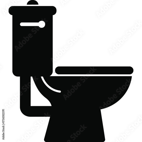 Toilet Icon Black and White bathroom plumbing fixture symbol water closet wc restroom lavatory sanitary hygiene clean flush bowl seat