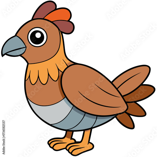 Cute cartoon chicken illustration with bold outlines and bright colors