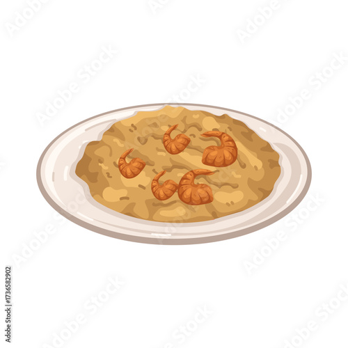 Illustration of Shrimp Fried Rice on a Plate