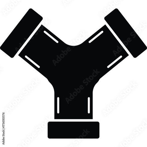 Y-shaped Pipe Fitting Icon plumbing y-pipe connector drain system industrial water sewer connection tube branch split duct vent