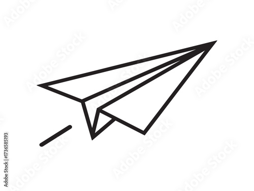 Stylish paper plane icon for messaging apps and communication design