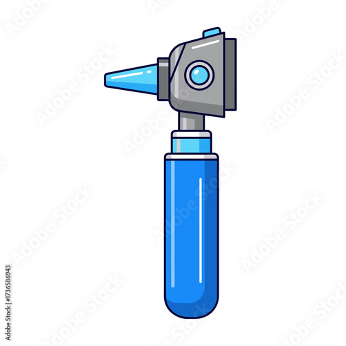 Otoscope medical device for ear examination on white background. Otoscope is an important diagnostic tool for ear health, useful in otolaryngology practice.