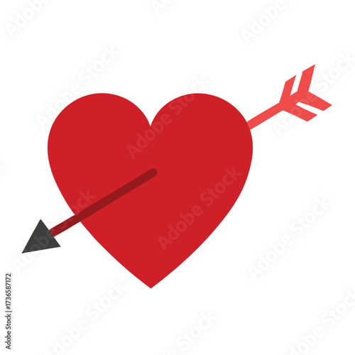 Red heart pierced by arrow love romance