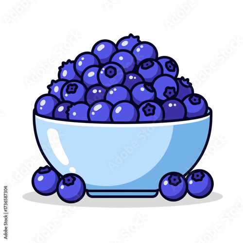 Fresh blueberries, a vibrant bowl of blueberries, and juicy fruit. Fresh blueberries spilling over in a light blue bowl capture fruit's pure essence, highlighting their color and form.