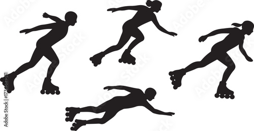 Rollerblading silhouttee vector on white background