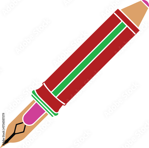 Classic Fountain Pen Icon - Writing Instrument Vector