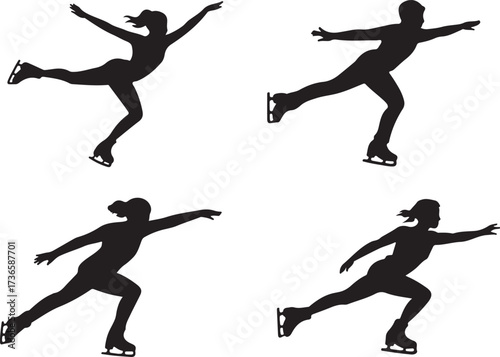 Ice skating silhouttee vector on white background