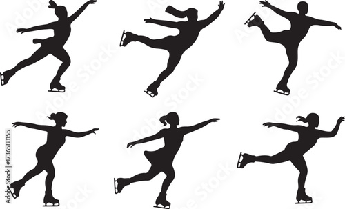 Ice skating silhouttee vector on white background