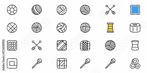 Delightful crafting icons perfect for your handmade business, yarn store, knitting club, or textile design project, offering a modern, whimsical style