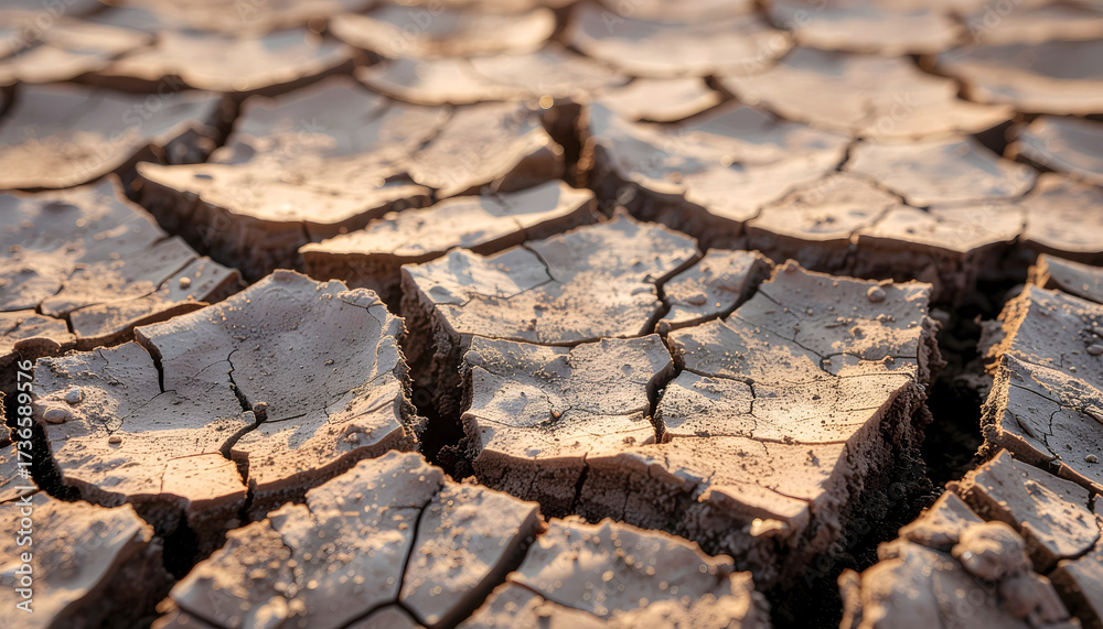Fototapeta premium cracked dry earth surface, macro texture, climate change concept