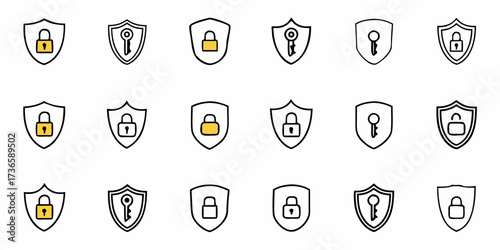 Safeguard Your Business with Secure Shield Icons Representing Data Protection and Cyber Security, Perfect for Website Design and Security Presentations