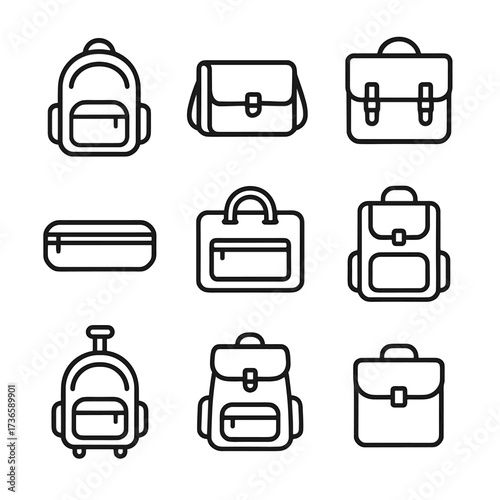 Case vector icons backpack messenger icon pencil bag laptop school satchel rucksack