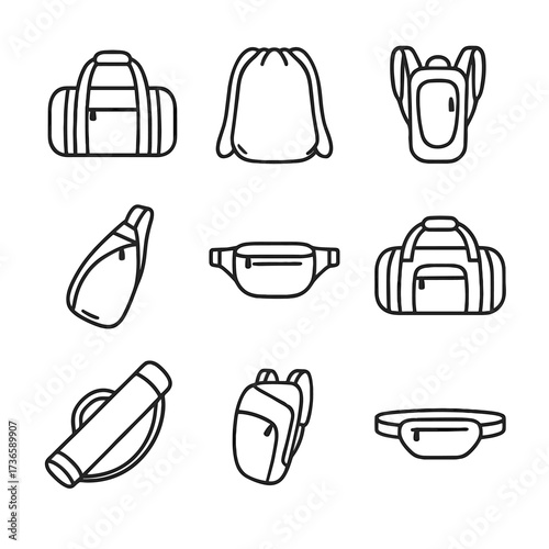 Vector gym yoga duffel drawstring fanny sports running bag icon sport