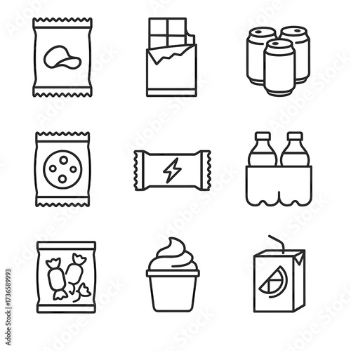 Soda drink snack bag icon icons candy chip wrapper vector energy box