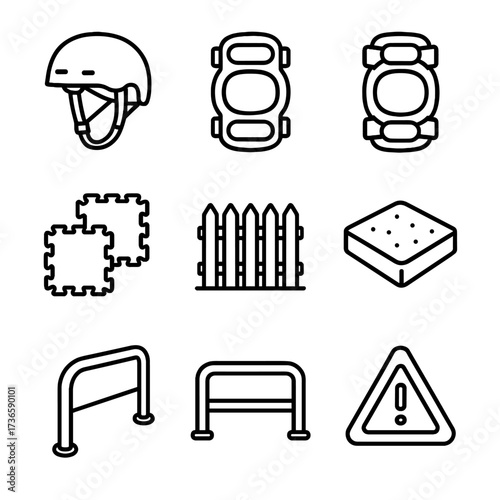 Pads playground flooring soft vector handrail helmet safety elbow icon sign icons