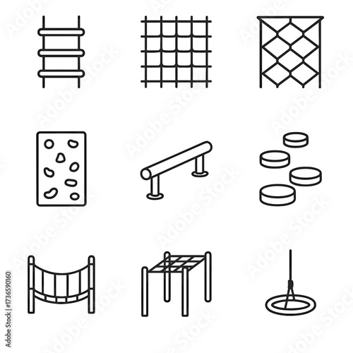 Playground icon toy climbing vector bag jump ball car frisbee bean icons
