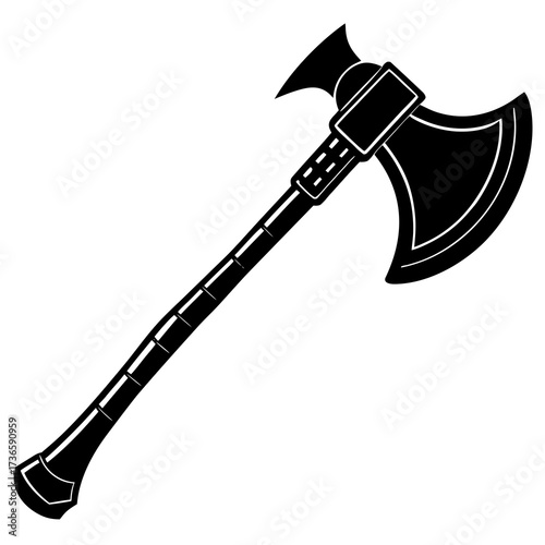 Black silhouette of a double bladed axe weapon tool
