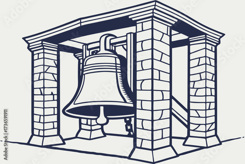 Liberty Memorial Bell in Allentown, Pennsylvania, replica of Liberty Bell displayed in historic brick pavilion