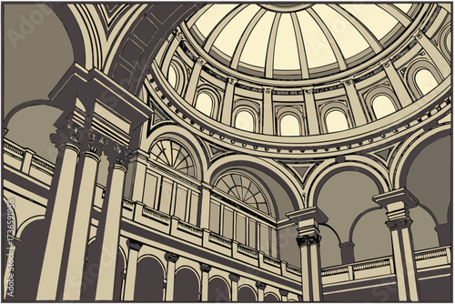 Library of Congress Thomas Jefferson Building in Washington, D.C., ornate Beaux-Arts interior with gilded dome