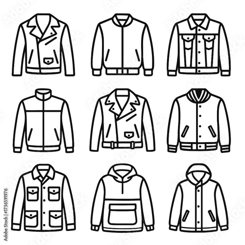 Biker vector bomber jacket rain icon field collection denim icons anorak leather