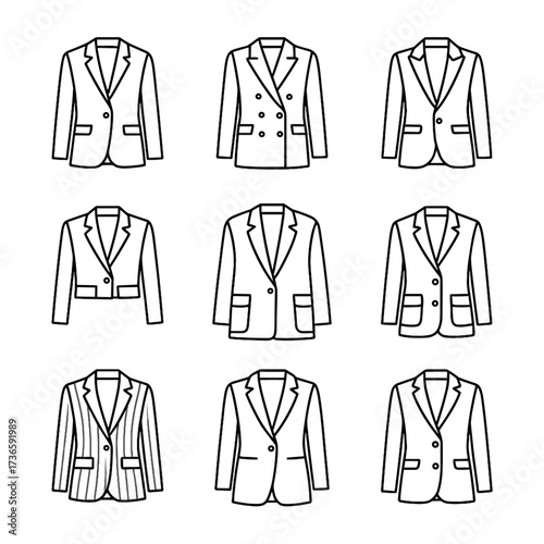 Fitted tuxedo linen vector oversized set jacket icon pinstripe blazer cropped