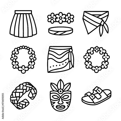 Crown icon festival sandals necklace patterned vector tropical lei anklet wrap bracelet