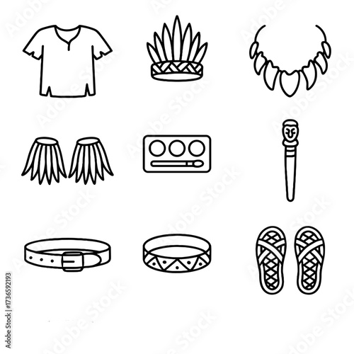 Shell woven indi vector bark grass staff sandals icon bracelet headdress